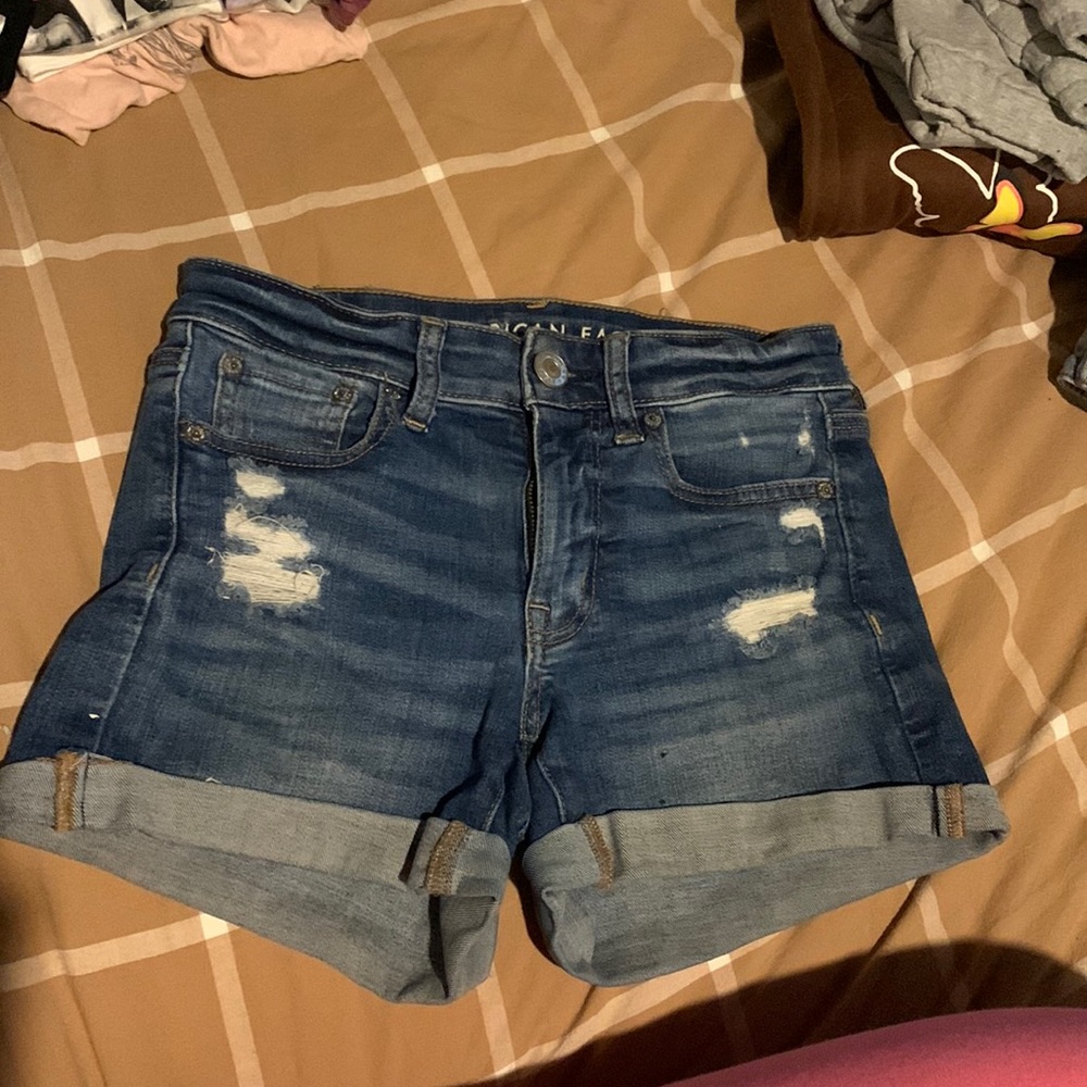 Mid-Rise Dark Wash Jean Shorts